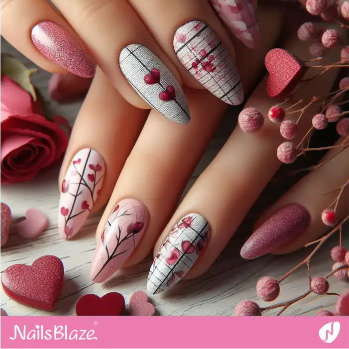 Almond Heart Nail Design for Love Day | Valentine Nails - NB2324